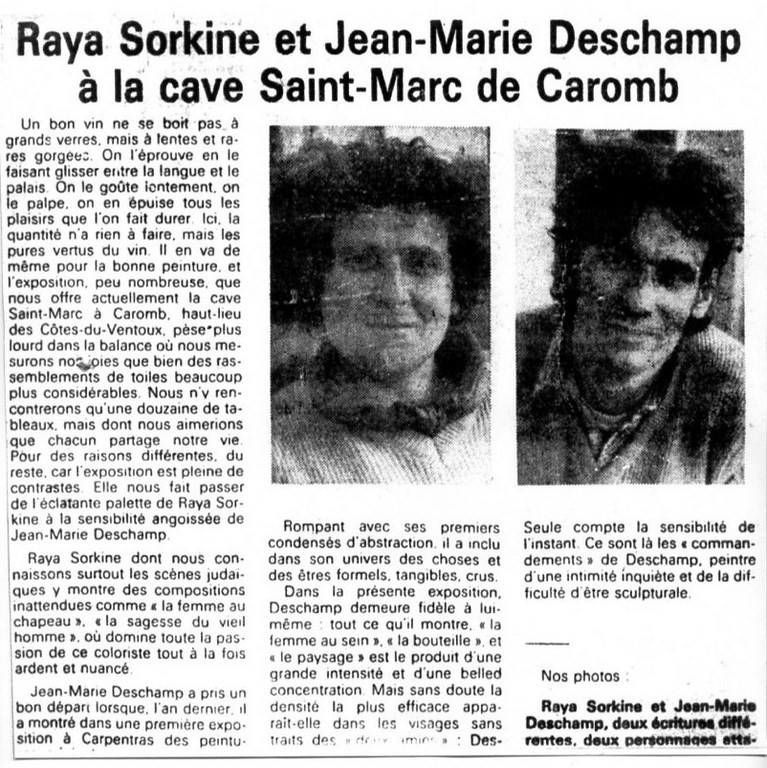 Deschamp Raya Sokine 1980 Caromb